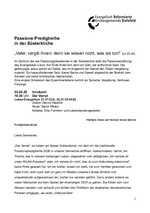 Predigt vom Sonntag, 22. Februar 2026 – Laetare